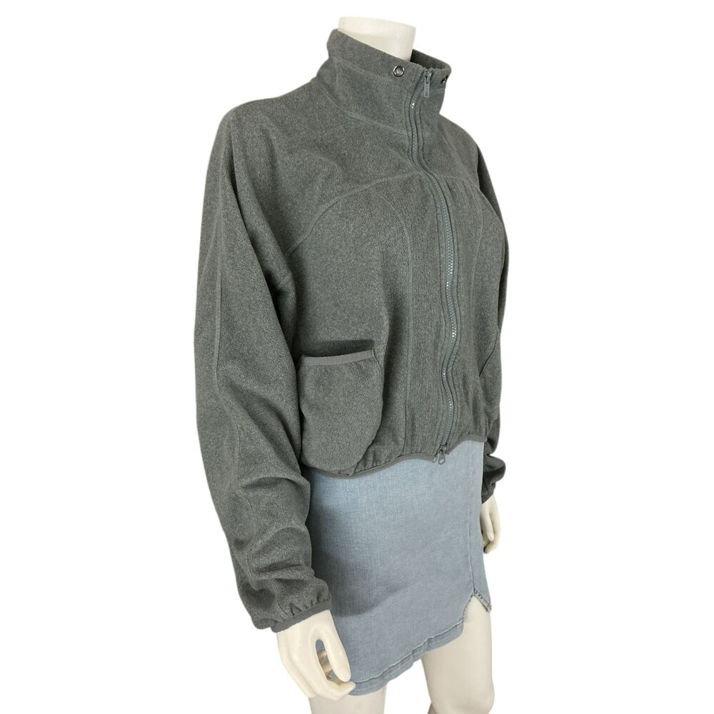 FP Movement Fleece Warm Up Jacket S Gray Zip Front High Collar Athleisure Cozy - Picture 6 of 13